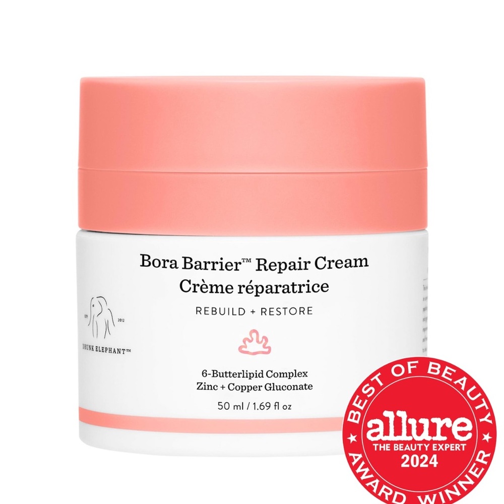 Drunk Elephant Bora Barrier Repair Cream - Pink and White
